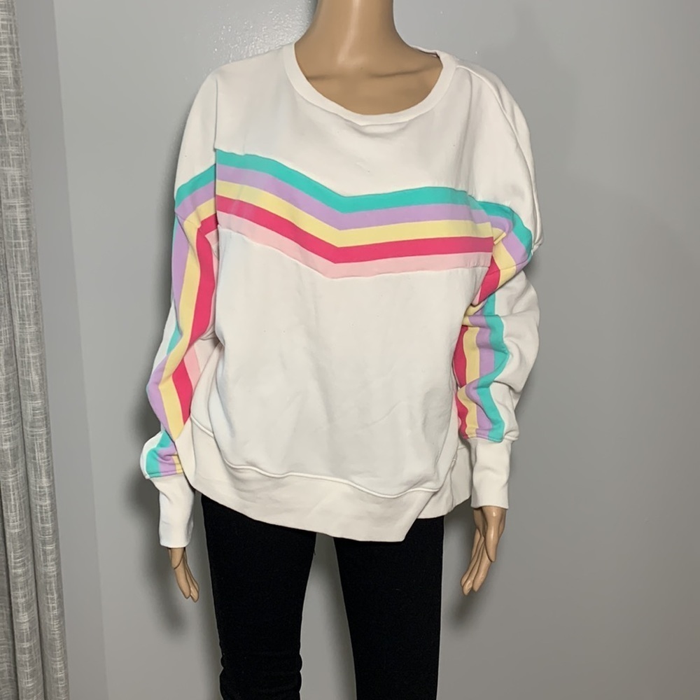 Cabana by crown and ivy Rainbow Retro Tropical Oversized Sweatshirt
